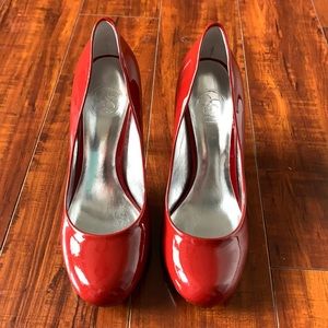 Bright Red Rounded Toe Jessica Simpson Heels